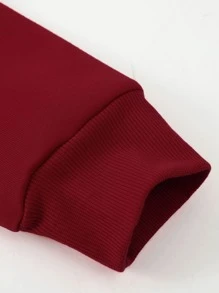 Manfinity LEGND 1件男士寬鬆帶束口帽衫,印有撲克牌圖案 - 酒紅色 - 查看 3