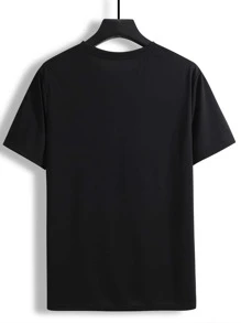 Manfinity LEGND Men T-Shirts Fit Crew Neck Short Sleeve Graphic Tee American Eagle Street Summer Polyester - Black - View 2