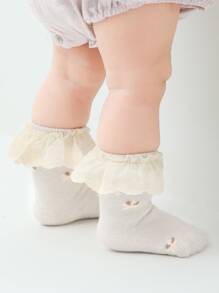 5雙/包 春季秋季嬰兒透氣蕾絲中筒襪 - 彩色 - 查看 6