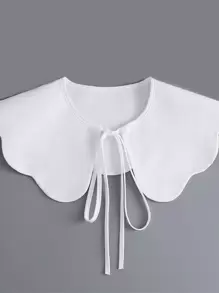 1pc Scallop Trim Dickey Collar Simple Solid Color Fake Collar - White - View 1