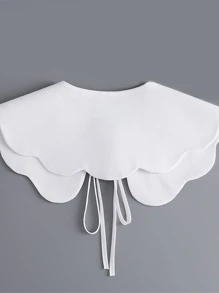 1pc Scallop Trim Dickey Collar Simple Solid Color Fake Collar - White - View 3