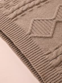 Toddler Boys V Neck Cable Knit Jumper - Camel - View 5