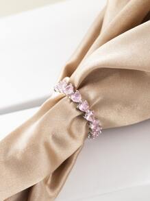 Cubic Zirconia Decor Ring - Pink - View 4