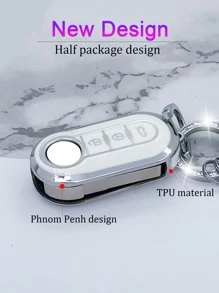 水鑽裝飾車鑰匙殼兼容Fiat 500/Panda Stilo,鑰匙表袋用鏈條或絲帶連接到馬甲懷錶套 - 白色 - 查看 7