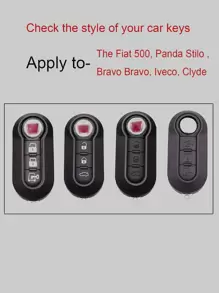 水鑽裝飾車鑰匙殼兼容Fiat 500/Panda Stilo,鑰匙表袋用鏈條或絲帶連接到馬甲懷錶套 - 白色 - 查看 8