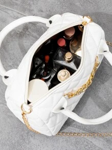 New Festival Gift Large-Size Thread Embellished Chain Shoulder Bag, Handbag - White - View 3