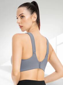 WINGSLOVE 高支撑纯色运动文胸 - 灰色 - 查看 3