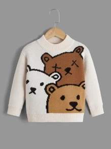 Toddler Boys Bear Pattern Jumper - Apricot - View 1