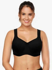 WINGSLOVE Plus Size Adjustable Straps Bra - Black - View 3
