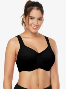 WINGSLOVE Plus Size Adjustable Straps Bra - Black - View 1