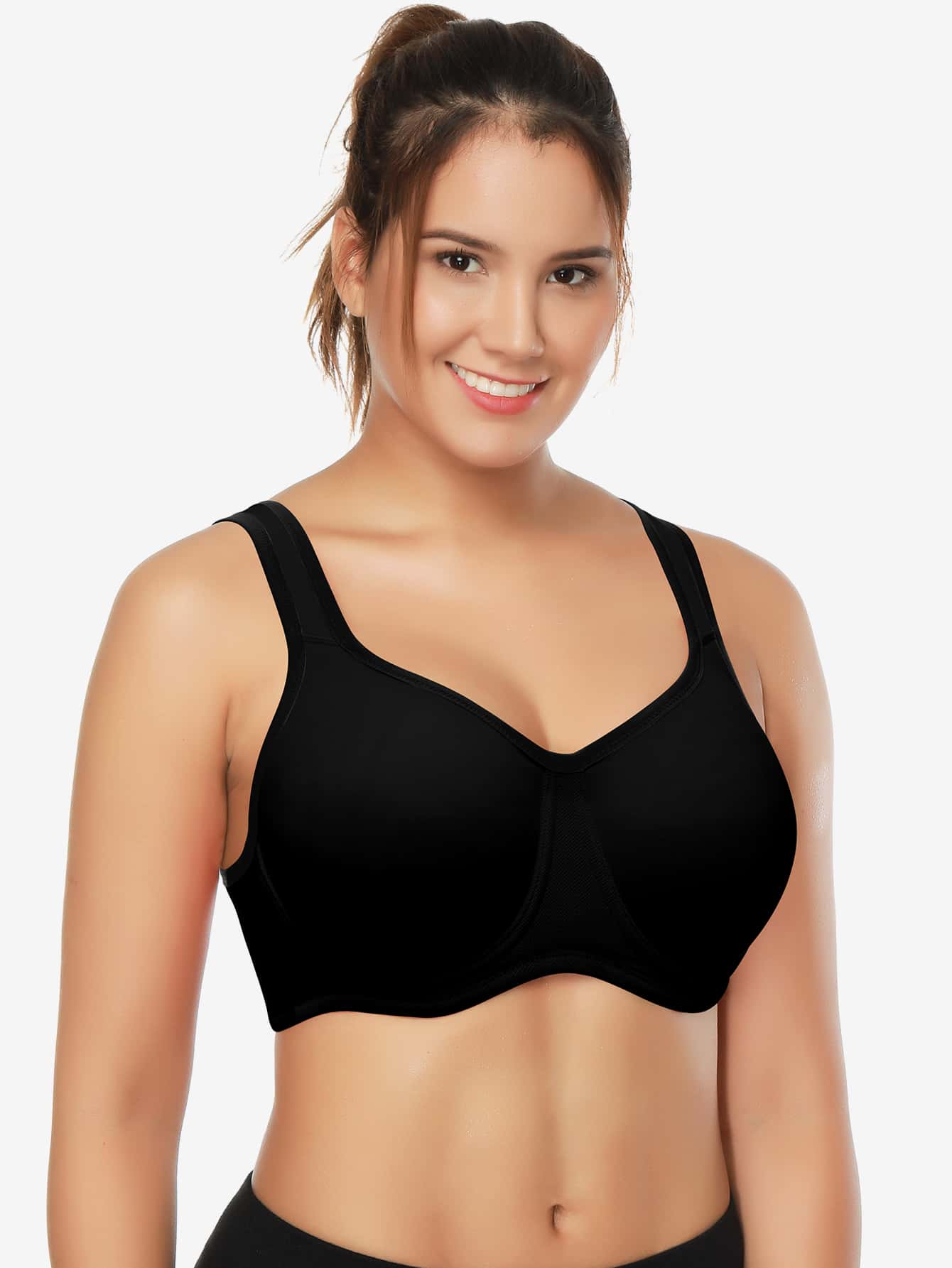 WINGSLOVE Plus Size Adjustable Straps Bra - Black - View 1