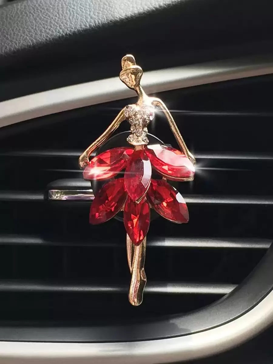 Rhinestone Girl Design Car Air Outlet trang trí - Đỏ - Xem 1
