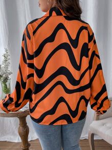 Calvaya Camisa con estampado de hombros caídos - Naranja - Ver 2