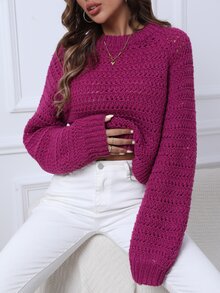 Jersey unicolor de manga obispo - Rojo violeta - Ver 8