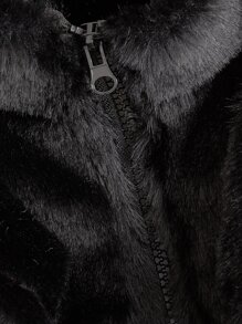 1pc Plush Pet Coat - Black - View 5