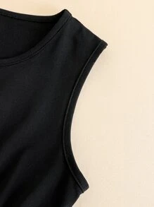 Girls Colourblock Contrast Mesh Hem Belted Party Dress - Black - View 5