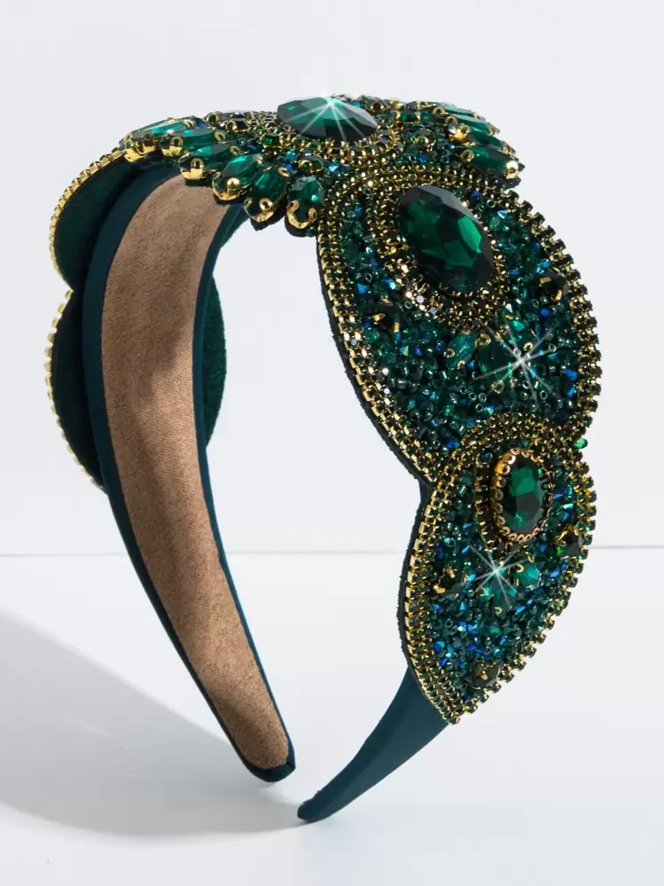 Emerald and Gold Cubic Zirconia Decor Headband
Royal, Hairband, Hair Accessories Amazon.com : Firuilo Emerald Headband Pearl Rhinestones  main image 3