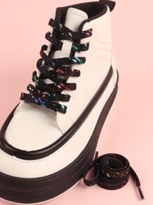 1pair Graphic Glow In The Dark Shoelaces - Multicolor - View 1