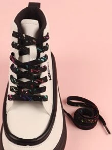 1pair Graphic Glow In The Dark Shoelaces - Multicolor - View 4