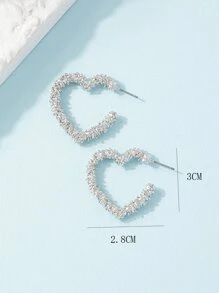 Heart Design Cuff Hoop Earrings - Silver - View 5