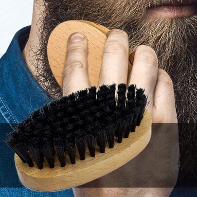 CIMACA 1pc Men's Beard Brush - Can Be Used For Beard Grooming, Combing, Face Massage, Thick Beard, Facial Hair Cleaning, Suitable For Travel