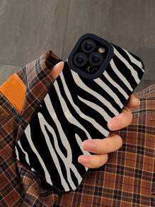 Zebra Striped Print Phone Case - Black and White - View 2