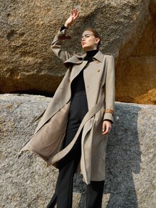 MOTF PREMIUM DOUBLE BREASTED BELTED TRENCH COAT - Multicolor - View 4