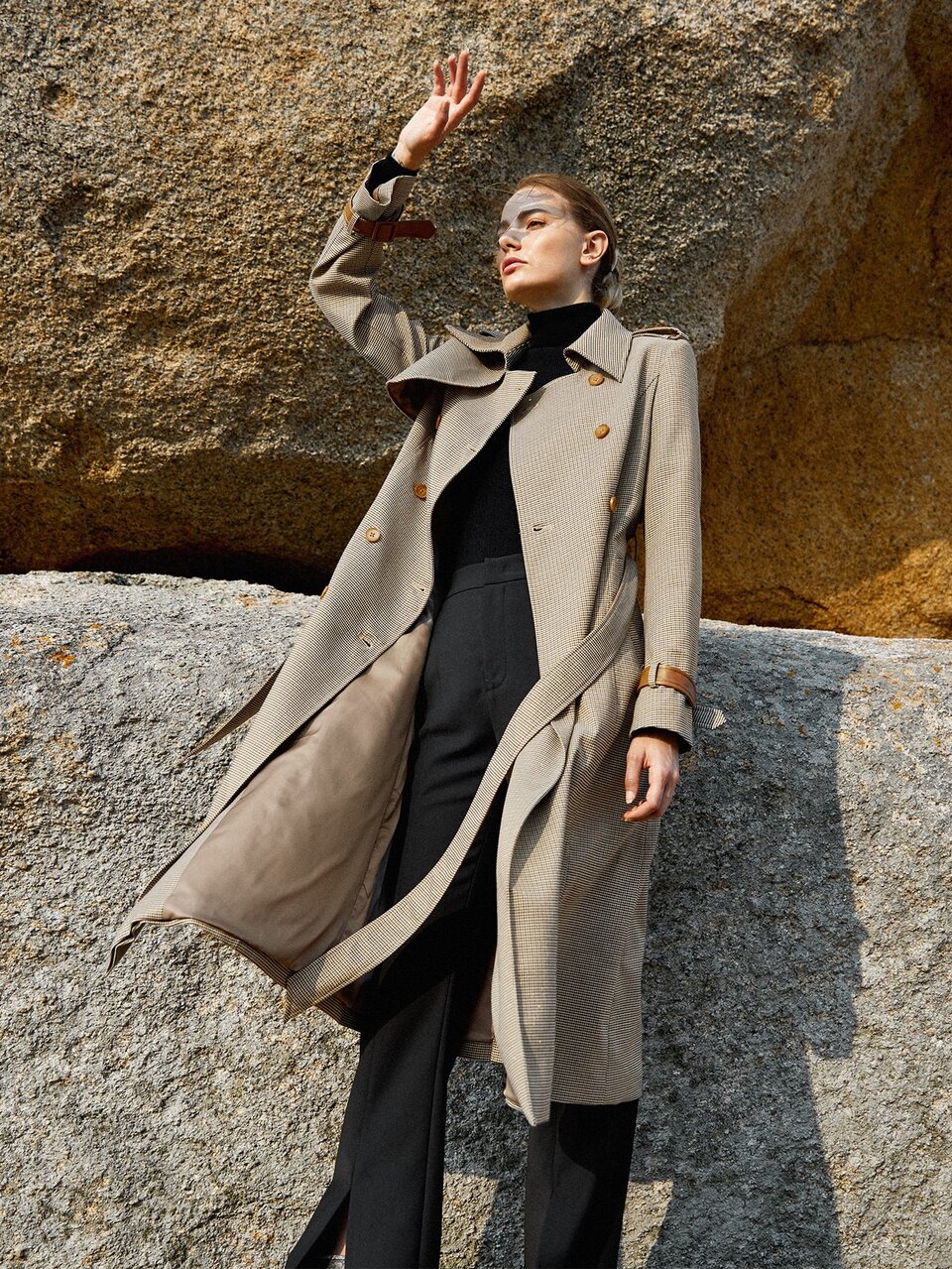 MOTF DOUBLE BREASTED BELTED TRENCH COAT