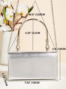 Túi đeo chéo Nữ màu trơn Chuỗi Tay cầm Top Mốt - Bạc - Xem 3