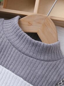 SHEIN Camiseta De Cuello Alto Y Bloque De Color Para Niña Joven - Multicolor - Ver 3