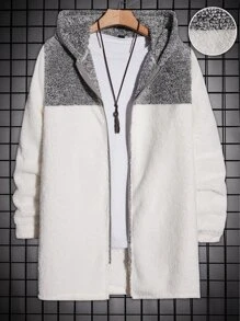 Manfinity VCAY Men Colourblock Hooded Teddy Coat Without Tee - White - View 1