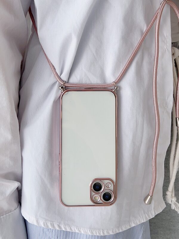 Apfel Handy Charm Kontrast Rahmen Klar Handyhülle Mit Lanyard Kompatibel Mit IPhone15/15Plus/15Pro/15Promax