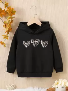 Sweat-shirt-shirt imprimé cœur pour jeune fille - Noir - Voir 1