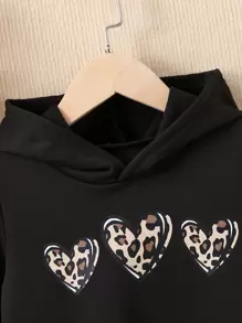 Sweat-shirt-shirt imprimé cœur pour jeune fille - Noir - Voir 3