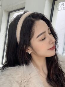 DAZY Minimalist Solid Headband - Beige - View 1