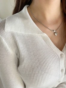 DAZY 心形装饰项链情人节 - 銀色 - 查看 1