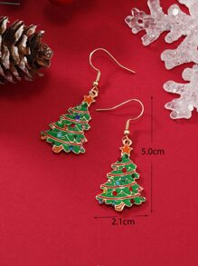 Christmas Rhinestone Decor Tree Drop Earrings - Multicolor - View 3