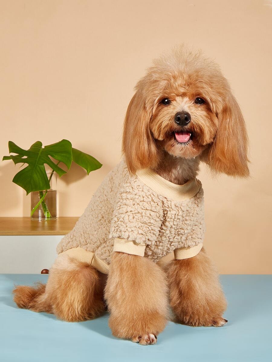 Warm Plush Pet Sweatshirt - Beige - View 1