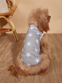 1入組星星印花寵物背心 - 灰色 - 查看 2