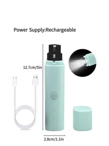 1pc Electric Rechargeable Pet Nail Grinder With LED Light - Blue - View 7