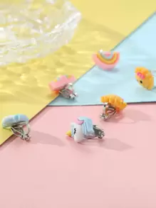 3雙女孩彩虹裝飾耳夾 - 彩色 - 查看 2