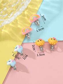 3雙女孩彩虹裝飾耳夾 - 彩色 - 查看 3