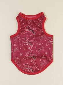 Christmas 1pc Bow Print Pet Tank