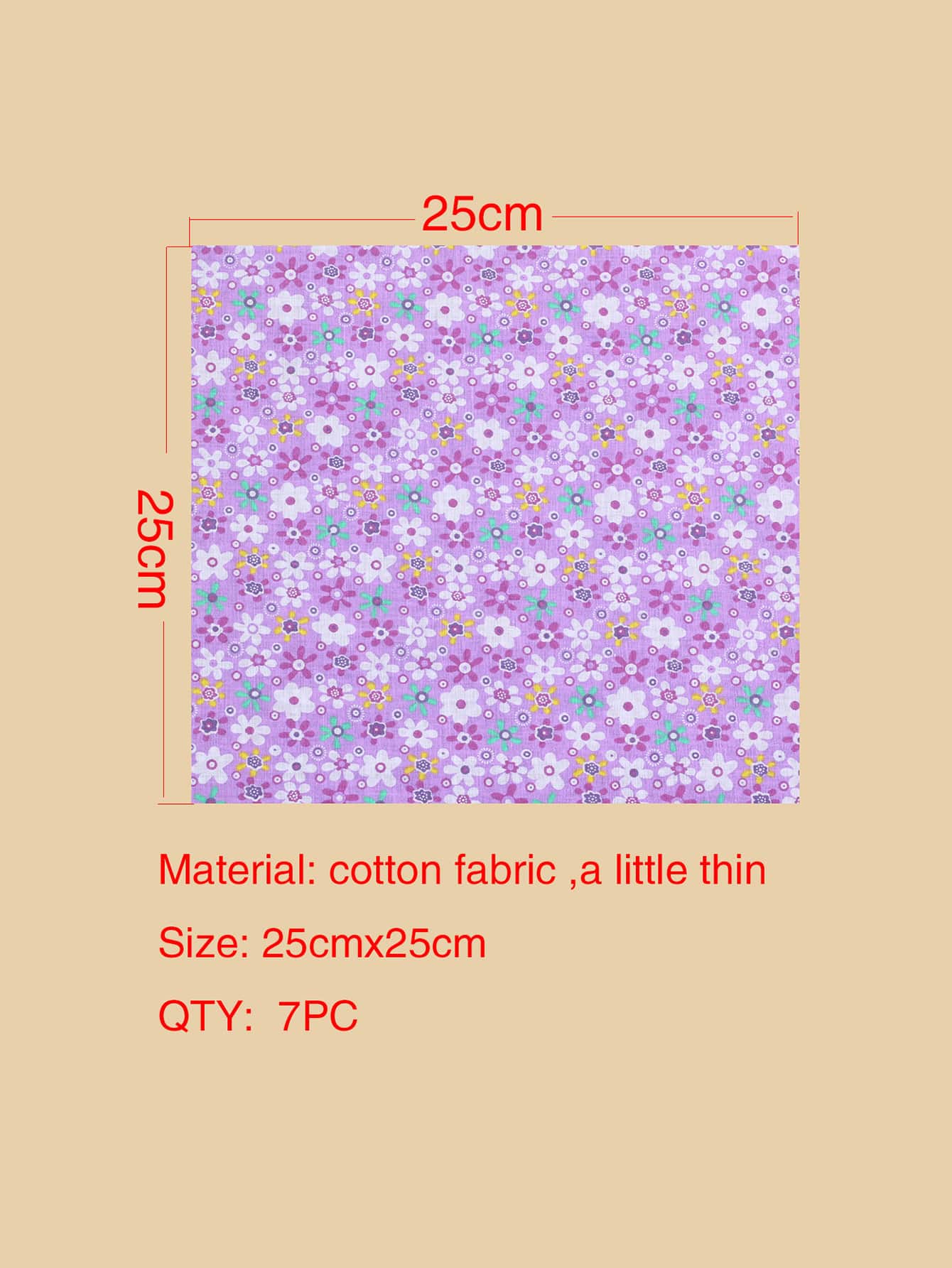 7pcs/Pack Mixed Patterned Fabric, Sewing & Quilting Material, Patchwork & Embroidery DIY Crafts - Multicolor - View 2