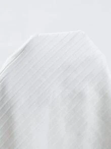 Zolique Button Front Rib-knit Slim Top - White - View 6