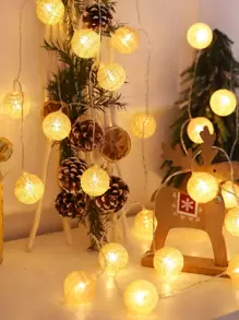 1pc 10/20 LED Beige String Lights, Ball Shaped Indoor Decoration Lights, Wall/Desk Atmosphere Lights