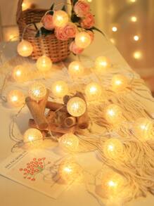 1pc 10/20 LED Beige String Lights, Ball Shaped Indoor Decoration Lights, Wall/Desk Atmosphere Lights