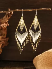 Beaded Tassel Drop Earrings