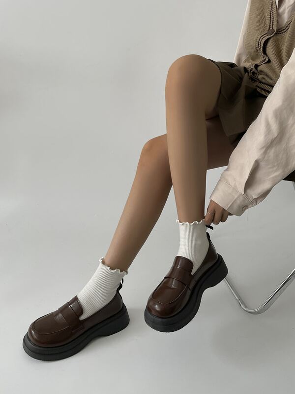 Minimalist Flatform Penny Loafers SHEIN USA