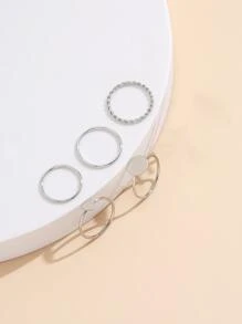 5 chiếc nhẫn chi tiết trái tim - Bạc - Xem 4